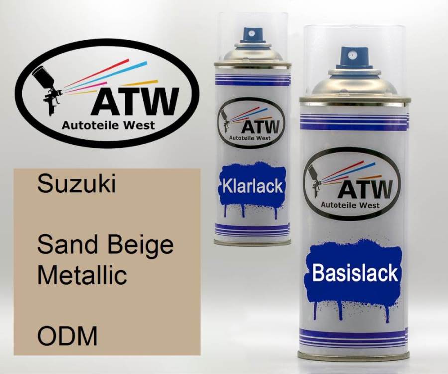 Suzuki, Sand Beige Metallic, ODM: 400ml Sprühdose + 400ml Klarlack - Set, von ATW Autoteile West.